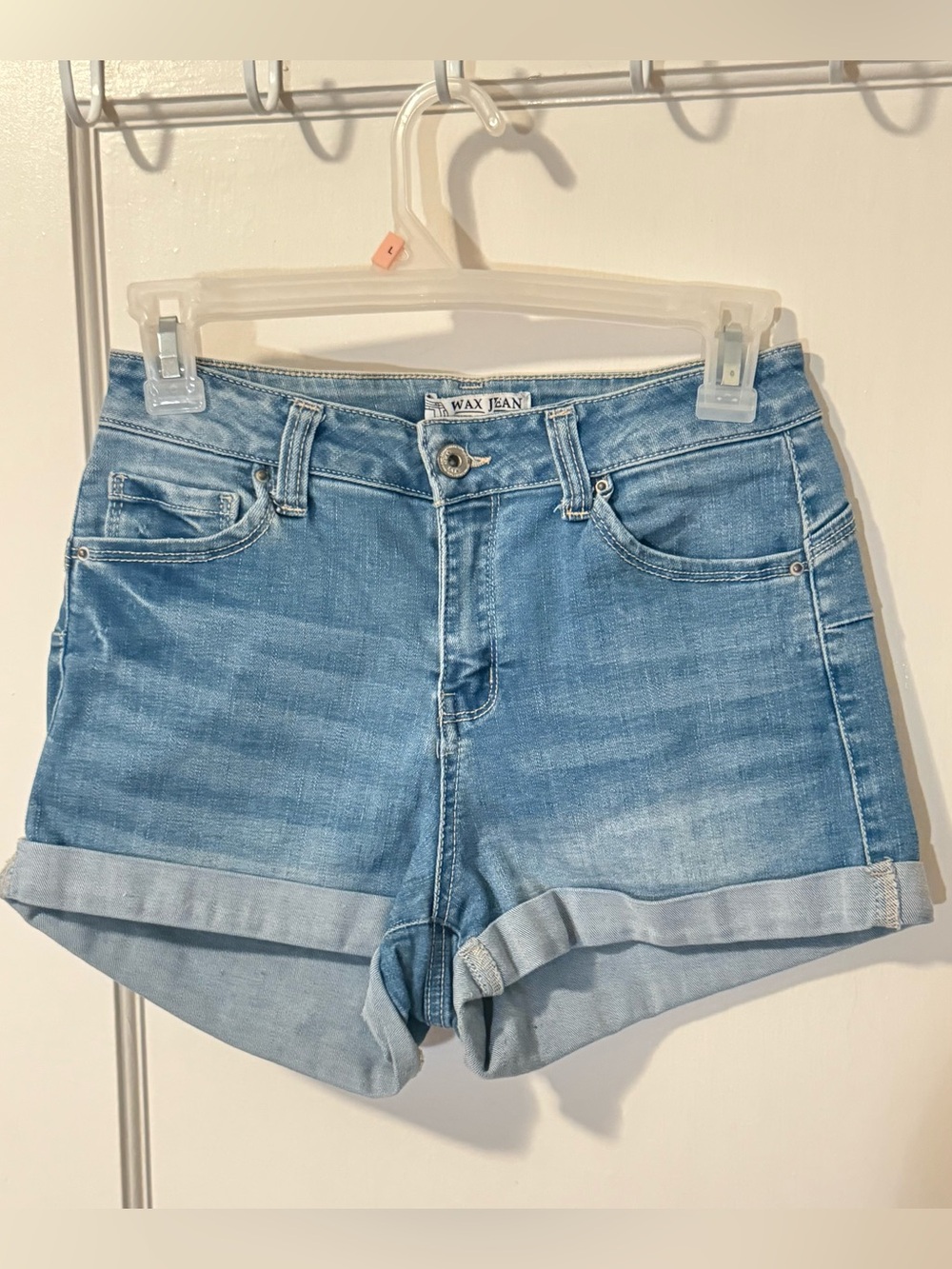 Wax Jean Light Blue Cuffed Denim Shorts